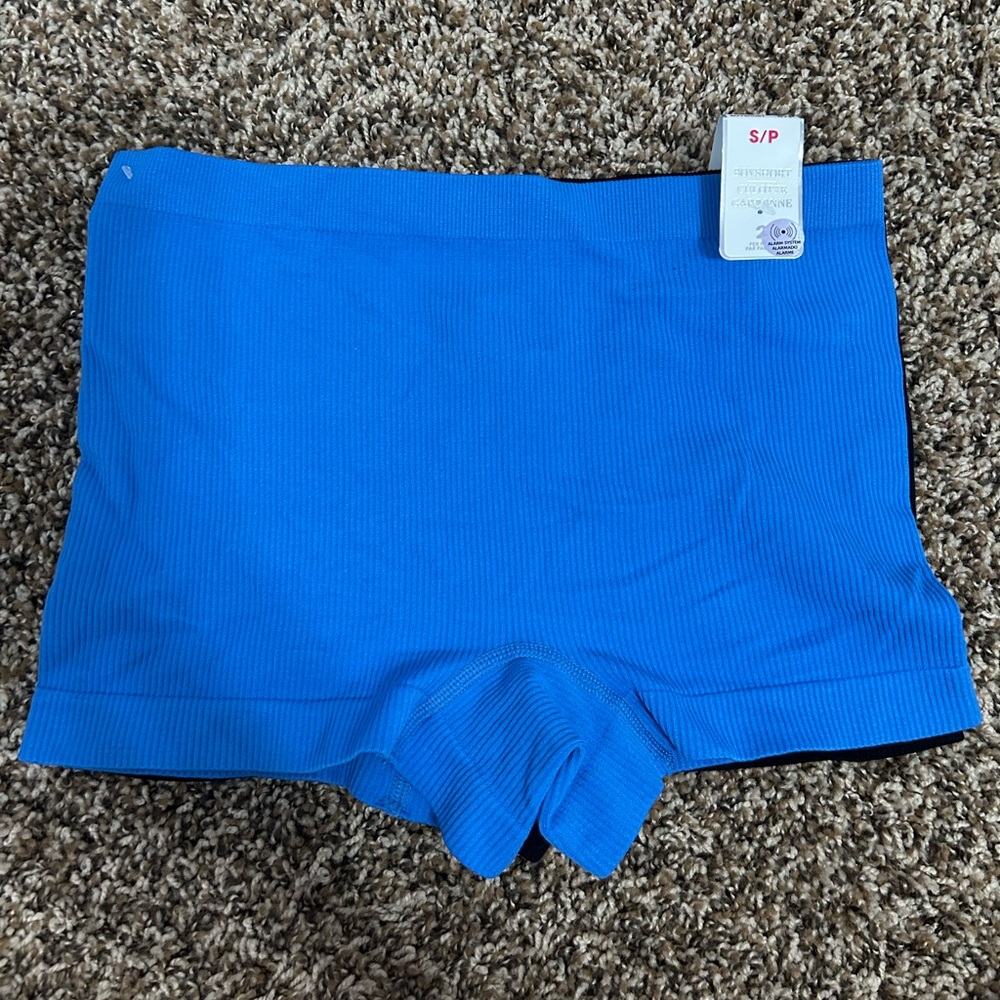 Blue and Black Ribbed Boy Shorts